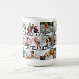 Familjen är allt anpassat namn 12 Photo Collage Kaffemugg