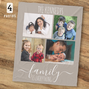 Familjen Är Allt Citat 4 Fotokollage Taupe Fleecefilt
