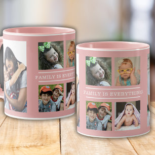 Familjen är allt citat 6 Photo Collage Rosa Mugg