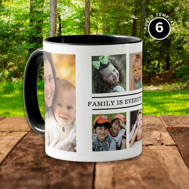 Familjen är allt citat 6, svart och vitt mugg (Skapare uppladdad)