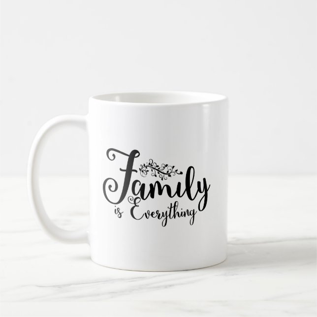Familjen är allt citat kaffemugg (Vänster)
