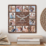 Familjen är allt citat Photo Collage Rustic Fyrkantig Klocka<br><div class="desc">Skapa enkelt din egen personlig av rustik trädplank stil-väggklocka med dina anpassningsbar foton. Utformningen har också ett vackert handskrivet manuscitat: "Familj är allt". För bästa resultat ska skörd gå till kvadrat - med skärningspunkten i mitten - före uppladdning.</div>