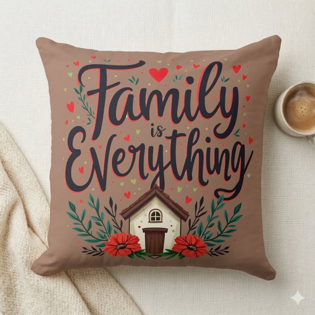 Familjen är Allt Cottagecore Kudde (Family is Everything Cottagecore Throw Pillow )