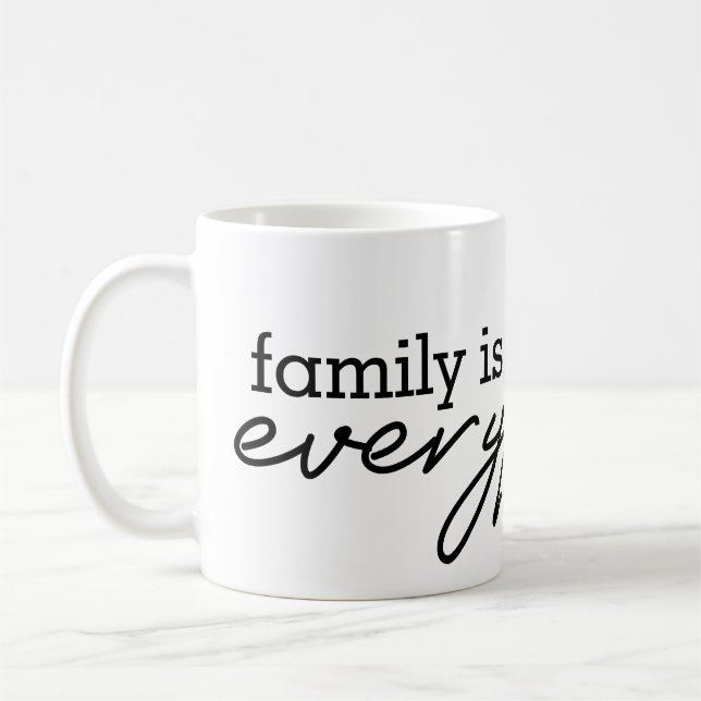 Familjen är allt - familjedesign kaffemugg (Vänster)