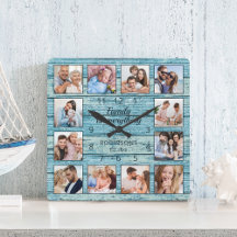 Familjen är allt foto Collage Blue