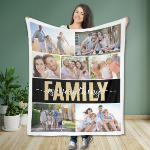 Familjen är allt fotokollage fleecefilt