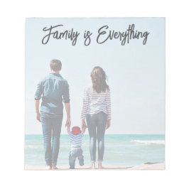 Familjen är allt modernt skript + foto anteckningsblock
