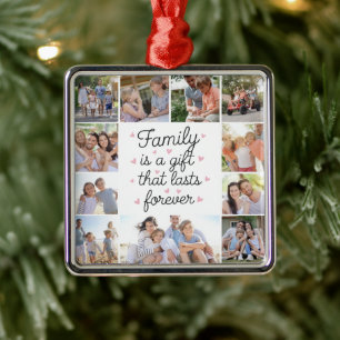 Familjen är en gift 10 Photo Collage Julgransprydnad Metall