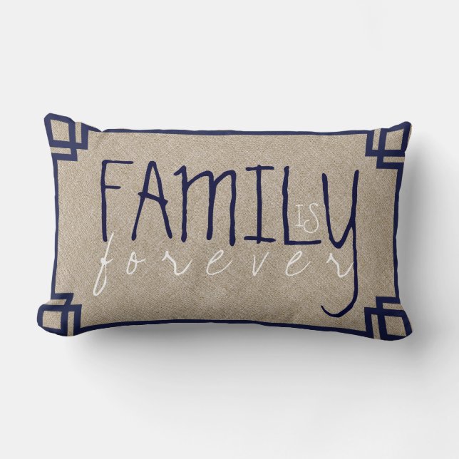 Familjen är Forever Beige Linen & Blue Ram Lumbarkudde (Framsida)