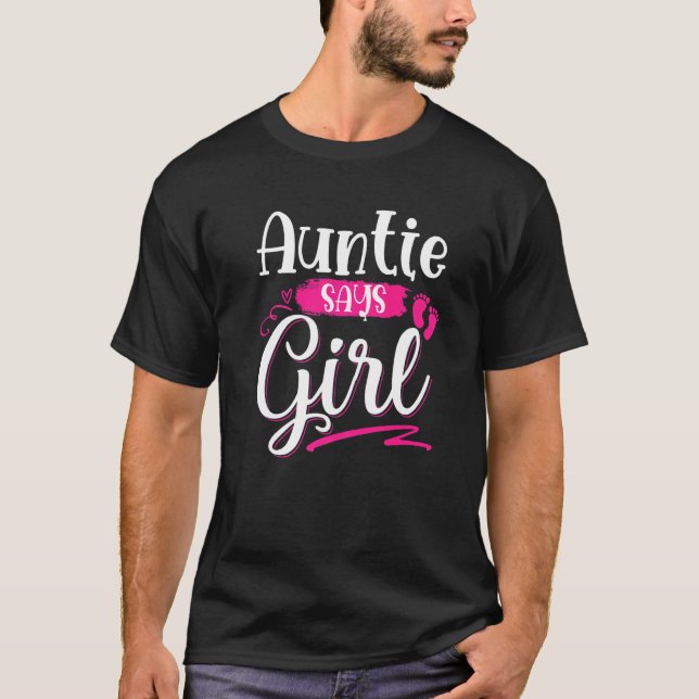 Familjen Auntie Says Gender avslöjar babydusch T Shirt (Framsida)