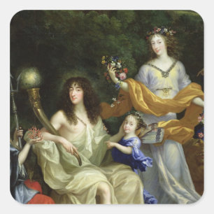 Familjen av Louis XIV 1670 Fyrkantigt Klistermärke