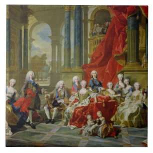 Familjen av Philip V, 1743 (olja på kanfas) Kakelplatta