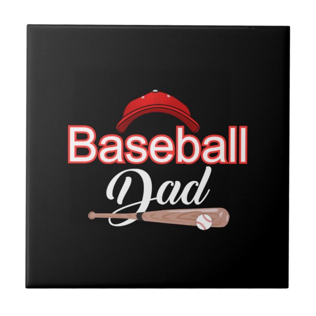 Familjen Baseball pappa idrottar modern svartvit t Kakelplatta (Framsidan)