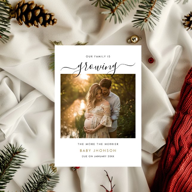 Familjen blir gladare när den växer - Graviditetsf Julkort (Skapare uppladdad)