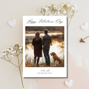 Familjen Boho Calligraphy Black White Valentines d Julkort