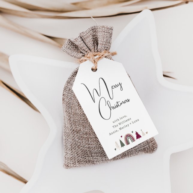 Familjen Boho Rainbow och Hearts God jul Presentetikett (Skapare uppladdad)