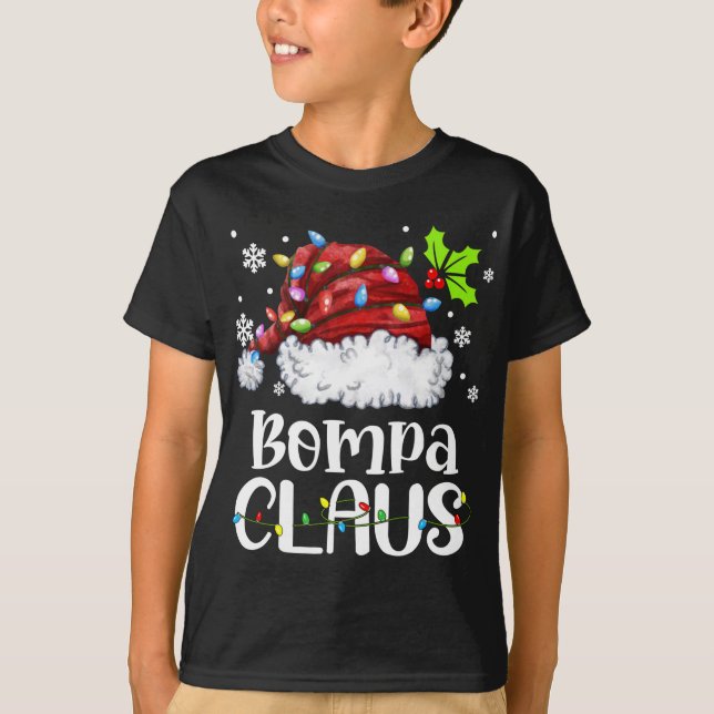 Familjen Bompa Claus Santa Hat  Light Julafton T Shirt (Framsida)