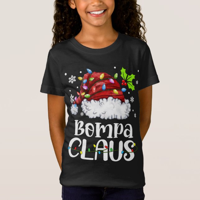 Familjen Bompa Claus Santa Hat  Light Julafton T Shirt (Framsida)