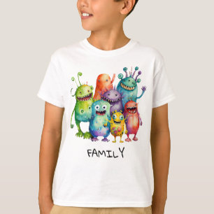 Familjen Boys & Girls roliga, färgstarka barnmonst T Shirt