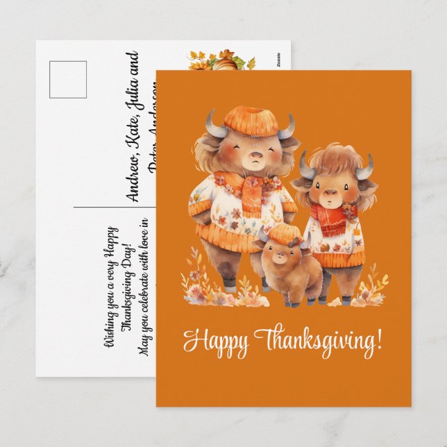 Familjen Buffalos Happy thanksgiving Helg Vykort (Fram/baksida)