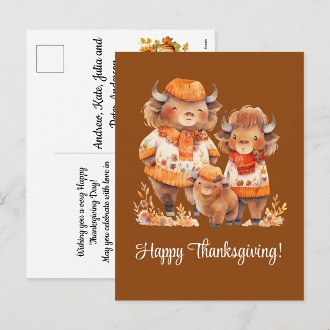 Familjen Buffalos Happy thanksgiving Helg Vykort (Fram/baksida)