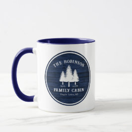 Familjen Cabin Träd Blue Wood Stil Mugg