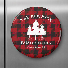 Familjen Cabin Träd Red Buffalo Play för Rustic La Magnet