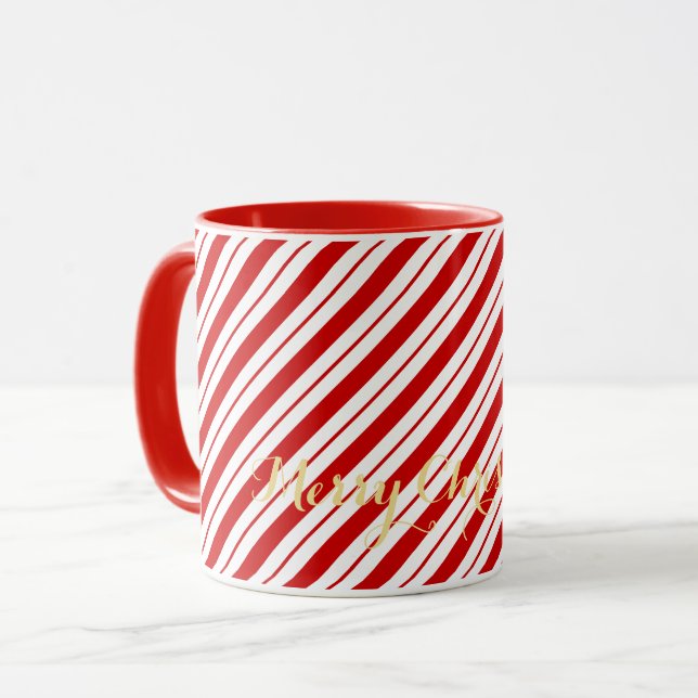 Familjen Candy cane Rand Cute Julafton Mugg (Framsida vänster)