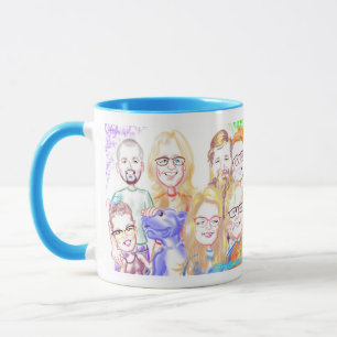 Familjen Caricature Mugg från foton 2020a