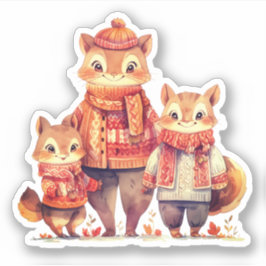 Familjen Chipmunks Fall Sticker Klistermärken