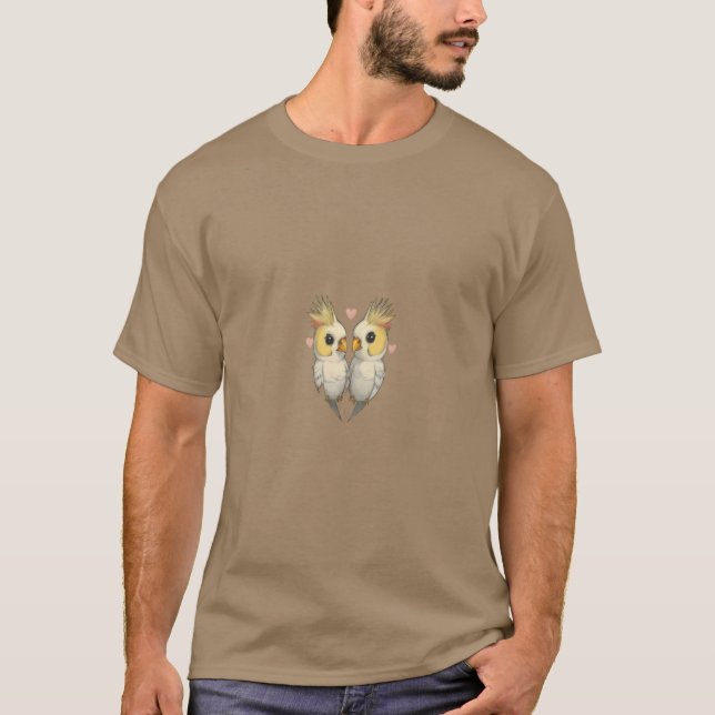 Familjen Cockatiel Cockatiels Heart Parrot Birds T Shirt (Framsida)