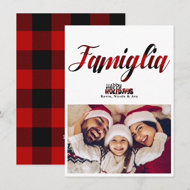 Familjen Cool Plaid Jul Högtid Julkort Inbjudningar (Fram/baksida)