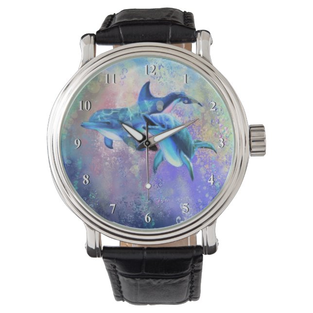 Familjen Dolphin Couple Watch Lycklig Armbandsur (Framsida)