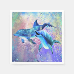 Familjen Dolphin lite Napkins Lycklig Pappersservett