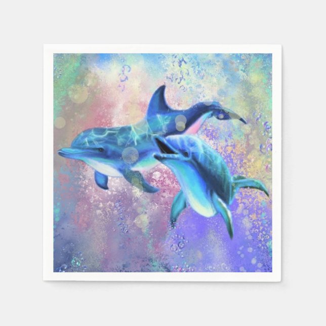 Familjen Dolphin lite Napkins Lycklig Pappersservett (Framsidan)
