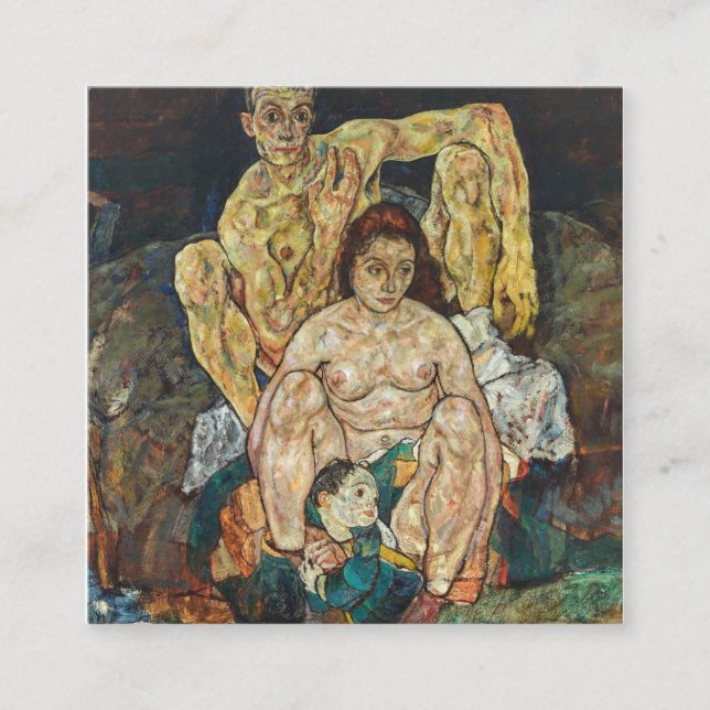 Familjen Egon Schiele 1918 Fyrkantigt Visitkort (Framsida)