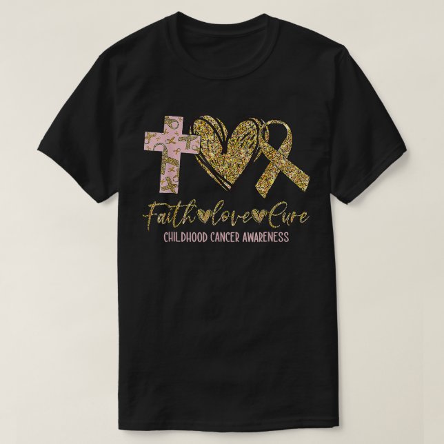 Familjen Faith Kärlek Cure Children Cancer Awarene T Shirt (Design framsida)