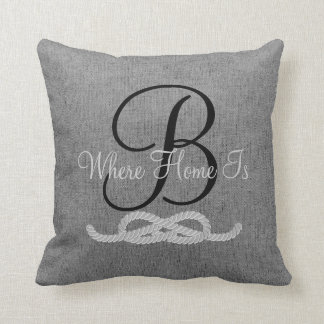 Familjen för monogramen för personliggrå färg kudde