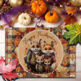 Familjen Foxes Happy thanksgiving Pumpkins Plaid