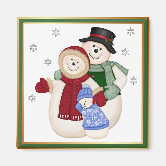 Familjen Frosty Snögubbe - Rosa Magnet (Framsidan)