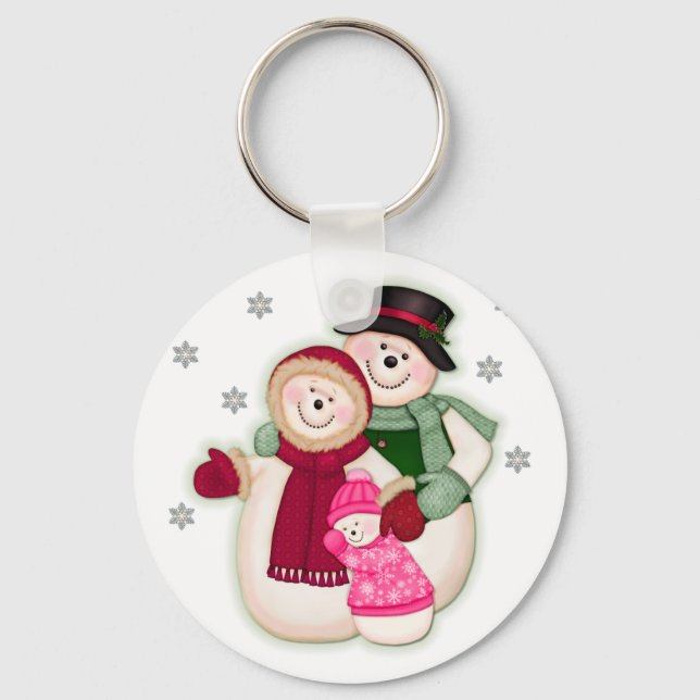 Familjen Frosty Snögubbe - Rosa Nyckelring (Framsida)
