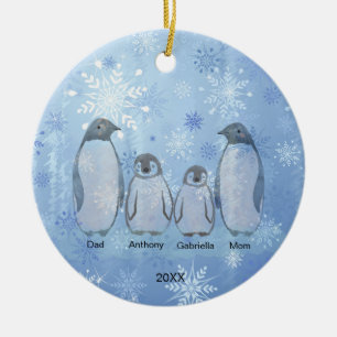 Familjen Fyra Penguin-familjens jul Julgransprydnad Keramik