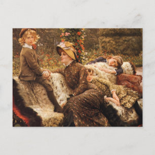 Familjen Garden Bench Fine art Vykort