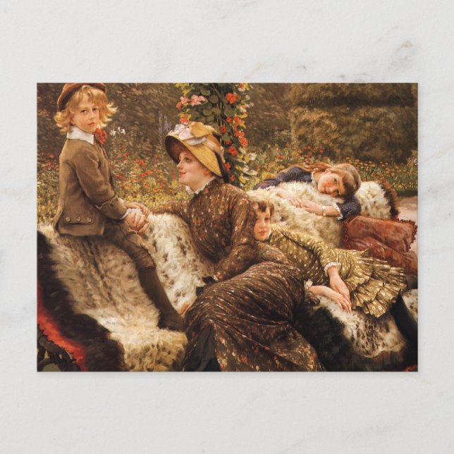 Familjen Garden Bench Fine art Vykort (Framsida)