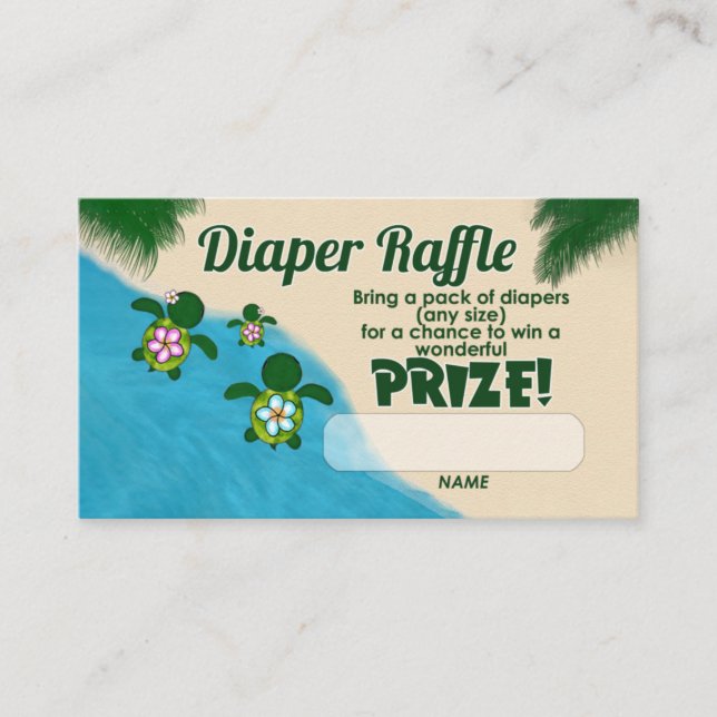 Familjen "Girl Sea Turtle Honu" Diaper Raffle Bilj Tilläggskort (Framsida)