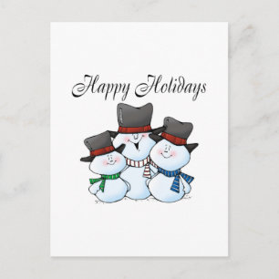 Familjen glad helg Snögubbe Vykort