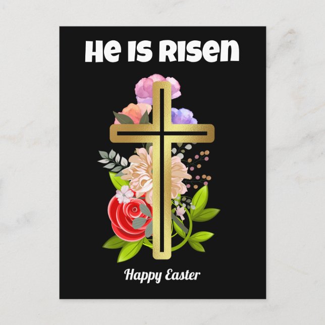 Familjen glad påsk, blommigten och kor, den kristn helg vykort (Framsida)