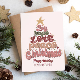Familjen god jul Glad helg Julafton Träd Julkort