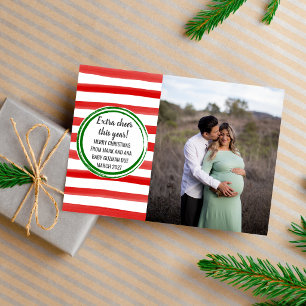 Familjen God Jul Gravid Foto Julkort