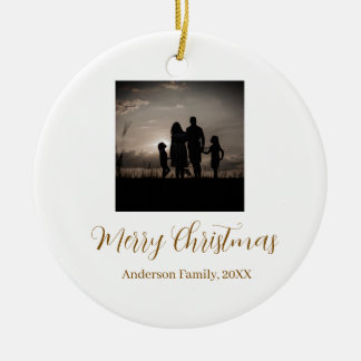 familjen god jul guld 20xx foto enkel mo julgransprydnad keramik